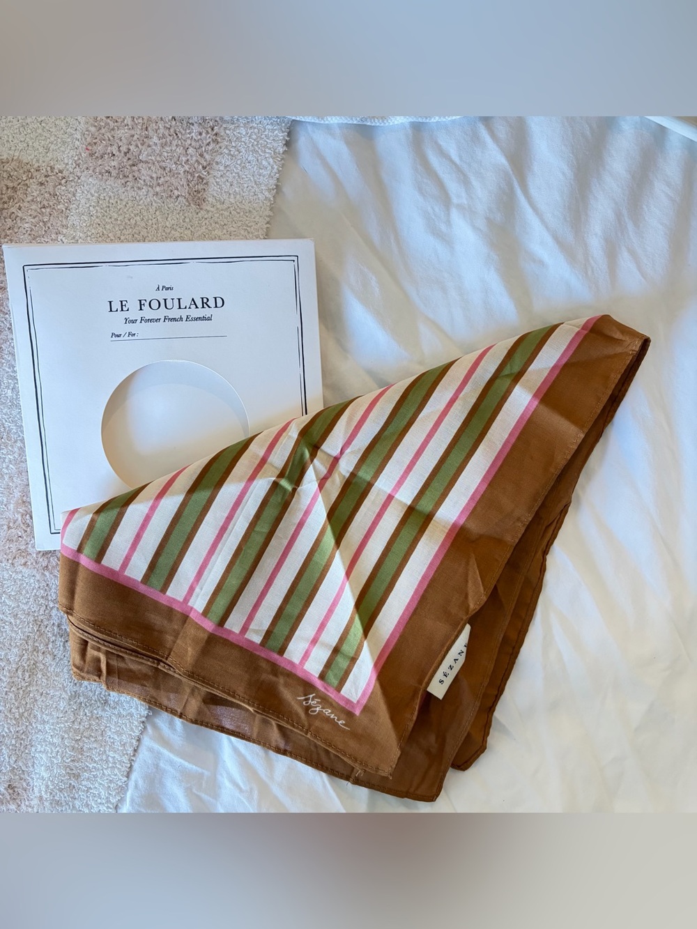 Sézane 🇫🇷 Foulard rayures multicolores: Multicolored striped scarf Bandana NEW